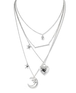 Load image into Gallery viewer, Platinum over Sterling SIlver_The Moon and Stars Layered  Necklace_I_Heart_1