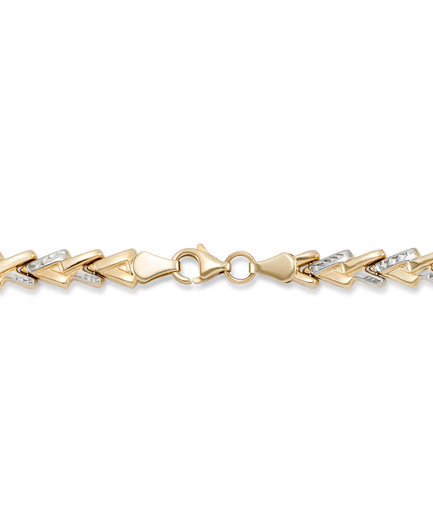Two-Tone_10K Gold Polished and Diamond Cut Chevron Stampato Bracelet, 7". Made in Turkey_I_Heart_1