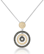 Load image into Gallery viewer, Two Tone_Tori Hill® 14K Yellow Gold over Sterling Silver Genuine Marcasite Multi Circle Pendant, 18" Chain_I_Heart_1