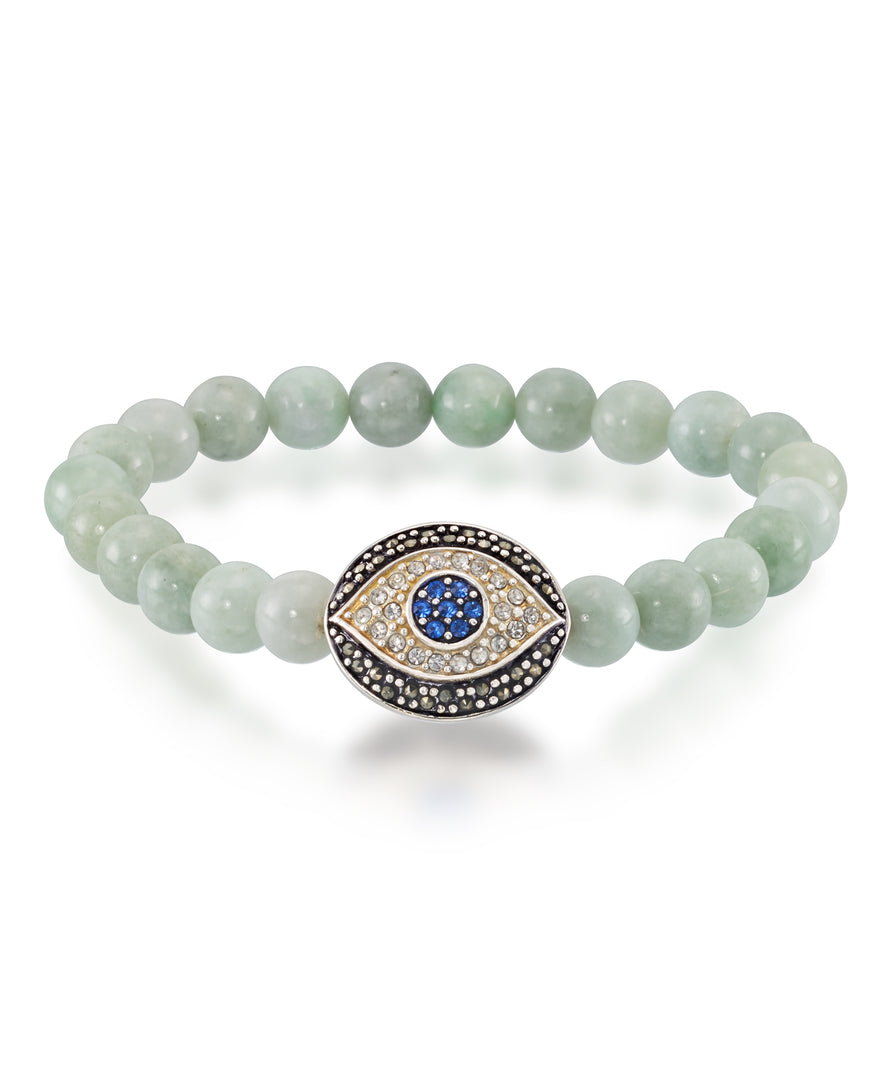 Sterling Silver_Tori Hill® Genuine Marcasite, Cystal and Genuine Jade Evil Eye Bead Bracelet_I_Heart_1