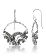Load image into Gallery viewer, Sterling Silver_Tori Hill® Genuine Marcasite Fancy Circle Dangle Earrings_I_Heart_1