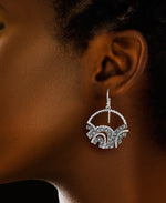 Load image into Gallery viewer, Sterling Silver_Tori Hill® Genuine Marcasite Fancy Circle Dangle Earrings_I_Heart_1
