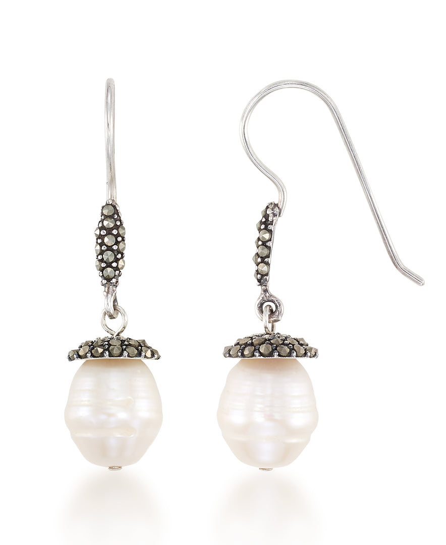 Sterling Silver Tori Hill® Genuine Marcasite Freshwater Cultured Pearl Dangle Earrings_I_Heart_1