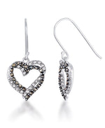 Load image into Gallery viewer, Sterling Silver_Tori Hill® Genuine Marcasite Heart Dangle Earrings_I_Heart_1