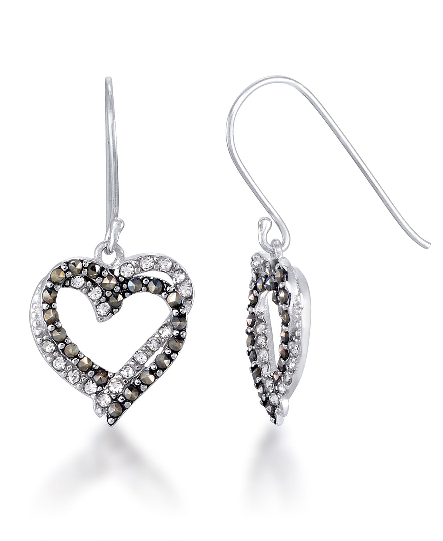 Sterling Silver_Tori Hill® Genuine Marcasite Heart Dangle Earrings_I_Heart_1