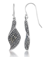 Load image into Gallery viewer, Sterling Silver_Tori Hill® Genuine Marcasite Wave Dangle Earrings_I_Heart_1
