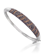 Load image into Gallery viewer, Sterling Silver Tori Hill® Genuine Marcasite and Champagne Crystal Zebra Print Hinged Bangle Bracelet, 7"_I_Heart_1