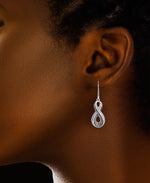 Load image into Gallery viewer, Sterling Silver_Tori Hill® Genuine Marcasite and Crystal Infinity Dangle Earrings_I_Heart_1