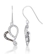 Load image into Gallery viewer, Sterling Silver_Tori Hill® Genuine Marcasite and Crystal Infinity Heart Dangle Earrings_I_Heart_1