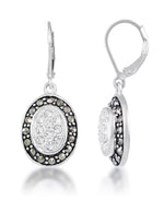 Load image into Gallery viewer, Sterling Silver_Tori Hill® Genuine Marcasite and Crystal Oval Dangle Earrings_I_Heart_1