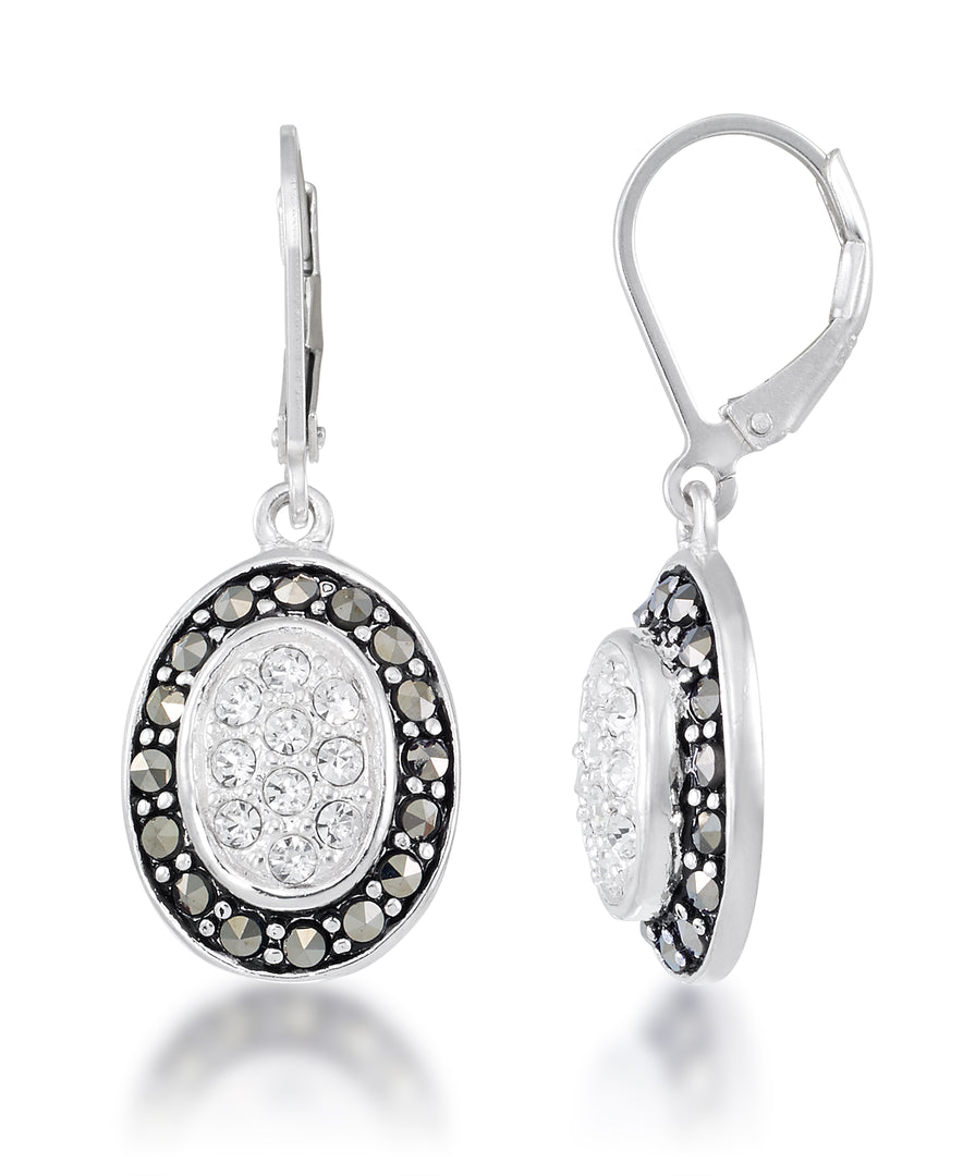 Sterling Silver_Tori Hill® Genuine Marcasite and Crystal Oval Dangle Earrings_I_Heart_1