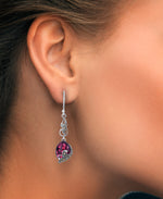Load image into Gallery viewer, Sterling Silver_Tori Hill® Genuine Marcasite and Simulated Ruby Dangle Earrings_I_Heart_1