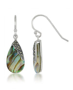Load image into Gallery viewer, Sterling Silver_Tori Hill® Genuine Abalone and Marcasite Elongated Dangle Earrings_I_Heart_1