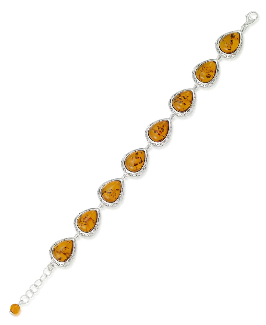 Sterling Silver_Amber Rosa™ Genuine Amber Bold Multi Teardrop Adjustable Bracelet 7" with 1" Extender - iHeart Jewels_I_Heart_1