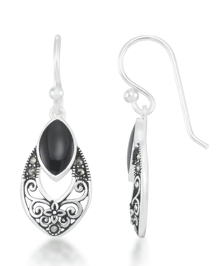 Sterling Silver_Tori Hill® Genuine Black Onyx Marcasite Petite Filigree Dangle Earrings_I_Heart_1