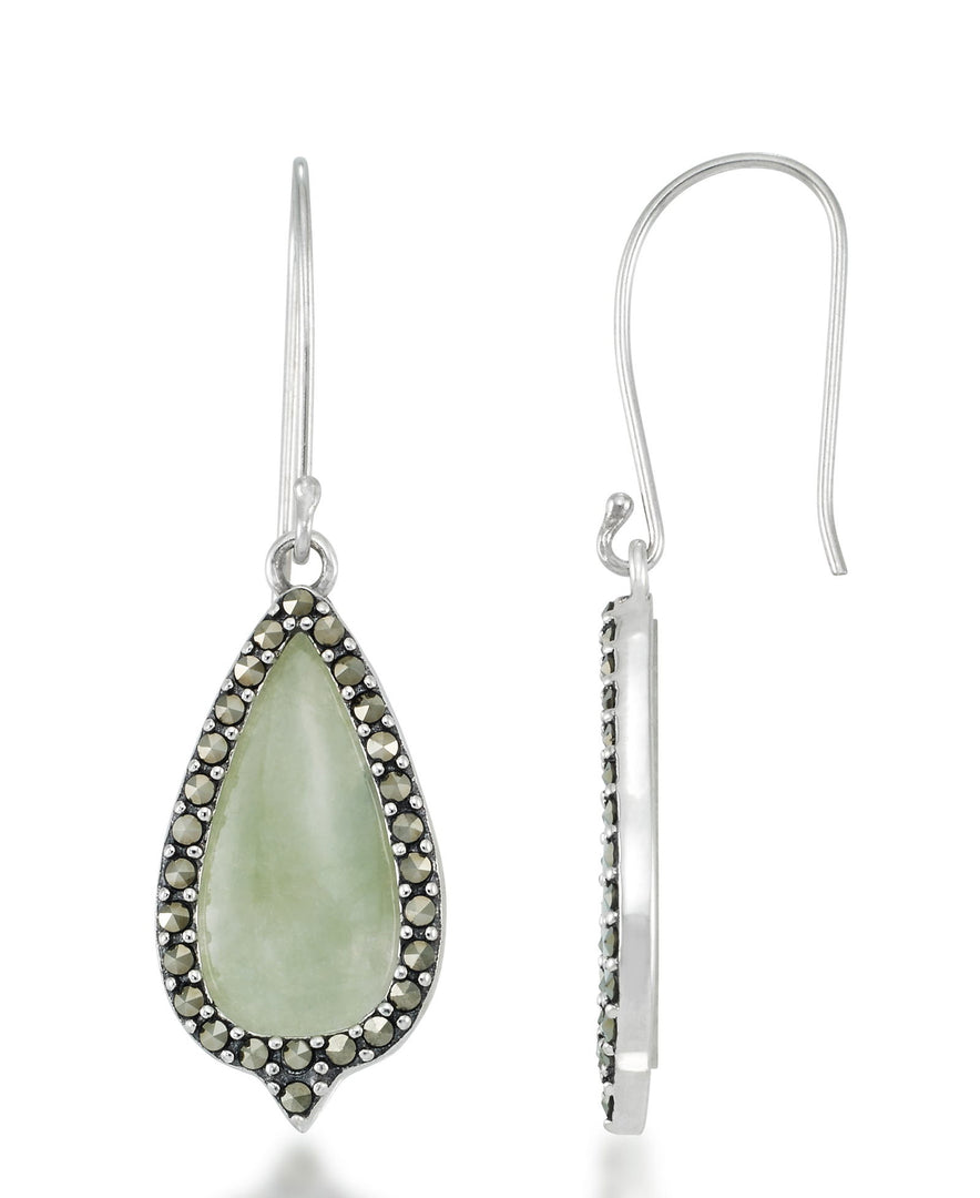 Sterling Silver_Tori Hill® Genuine Jade and Marcasite Elongated Drop Earings_I_Heart_1