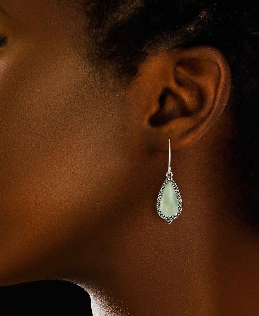 Sterling Silver_Tori Hill® Genuine Jade and Marcasite Elongated Drop Earings_I_Heart_1