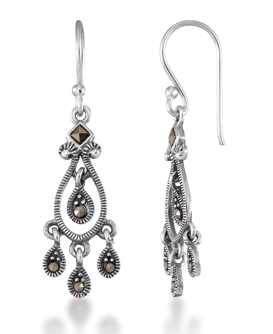 Sterling Silver_Tori Hill® Genuine Marcasite Chandelier Dangle Earrings_I_Heart_1