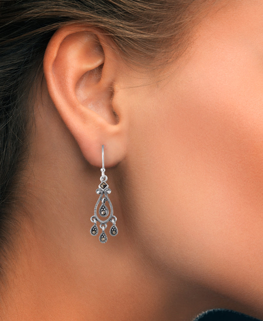 Sterling Silver_Tori Hill® Genuine Marcasite Chandelier Dangle Earrings_I_Heart_1