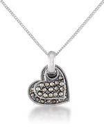 Load image into Gallery viewer, Sterling Silver_Tori Hill® Genuine Marcasite Double Hearts Pendant, 18" Chain_I_Heart_1