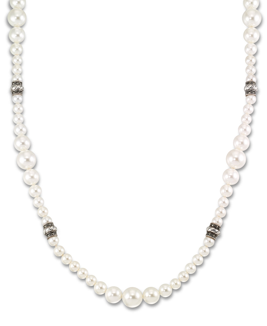 Sterling Silver_Tori Hill® Genuine Marcasite Graduated Simulated Pearl Necklace_I_Heart_1