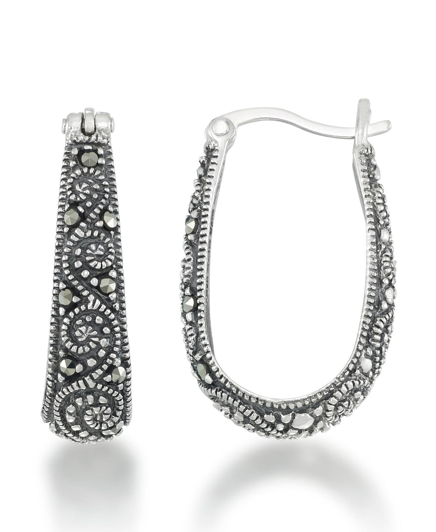 Sterling Silver_Tori Hill® Genuine Marcasite Graduated Swirl Hoop Earrings_I_Heart_1