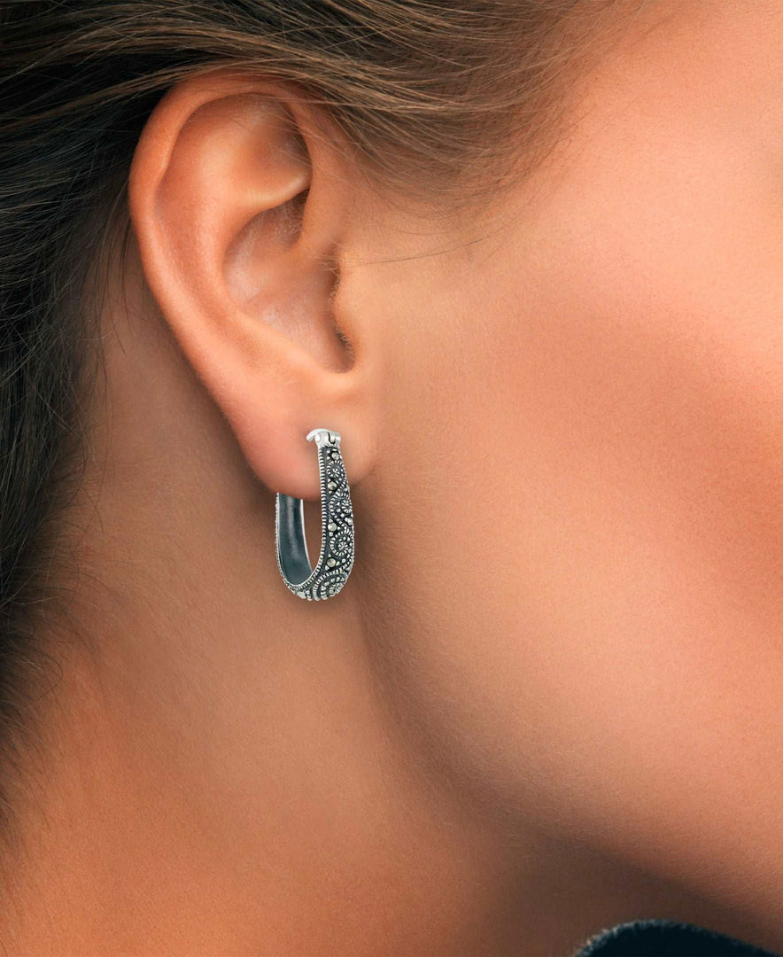 Sterling Silver_Tori Hill® Genuine Marcasite Graduated Swirl Hoop Earrings_I_Heart_1