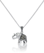 Load image into Gallery viewer, Sterling Silver_Tori Hill® Genuine Marcasite Lucky Elephant Pendant, 18" Chain_I_Heart_1