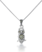 Load image into Gallery viewer, Sterling Silver_Tori Hill® Genuine Marcasite Owl Pendant, 18" Chain_I_Heart_1