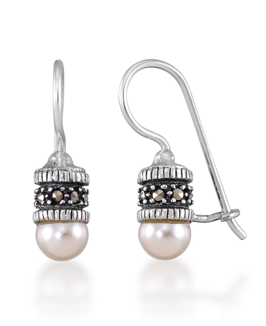 Sterling Silver_Tori Hill® Genuine Marcasite Simulated and Pearl Dangle Earrings_I_Heart_1