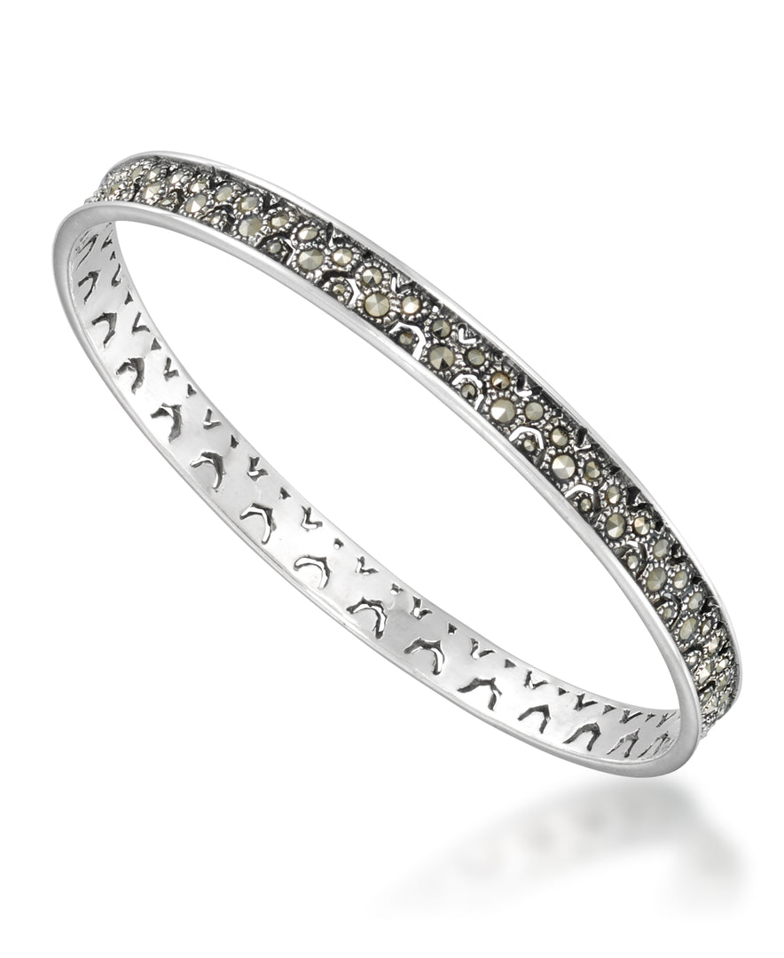 Sterling Silver_Tori Hill® Genuine Marcasite Wide Hinged Bangle Bracelet_I_Heart_1