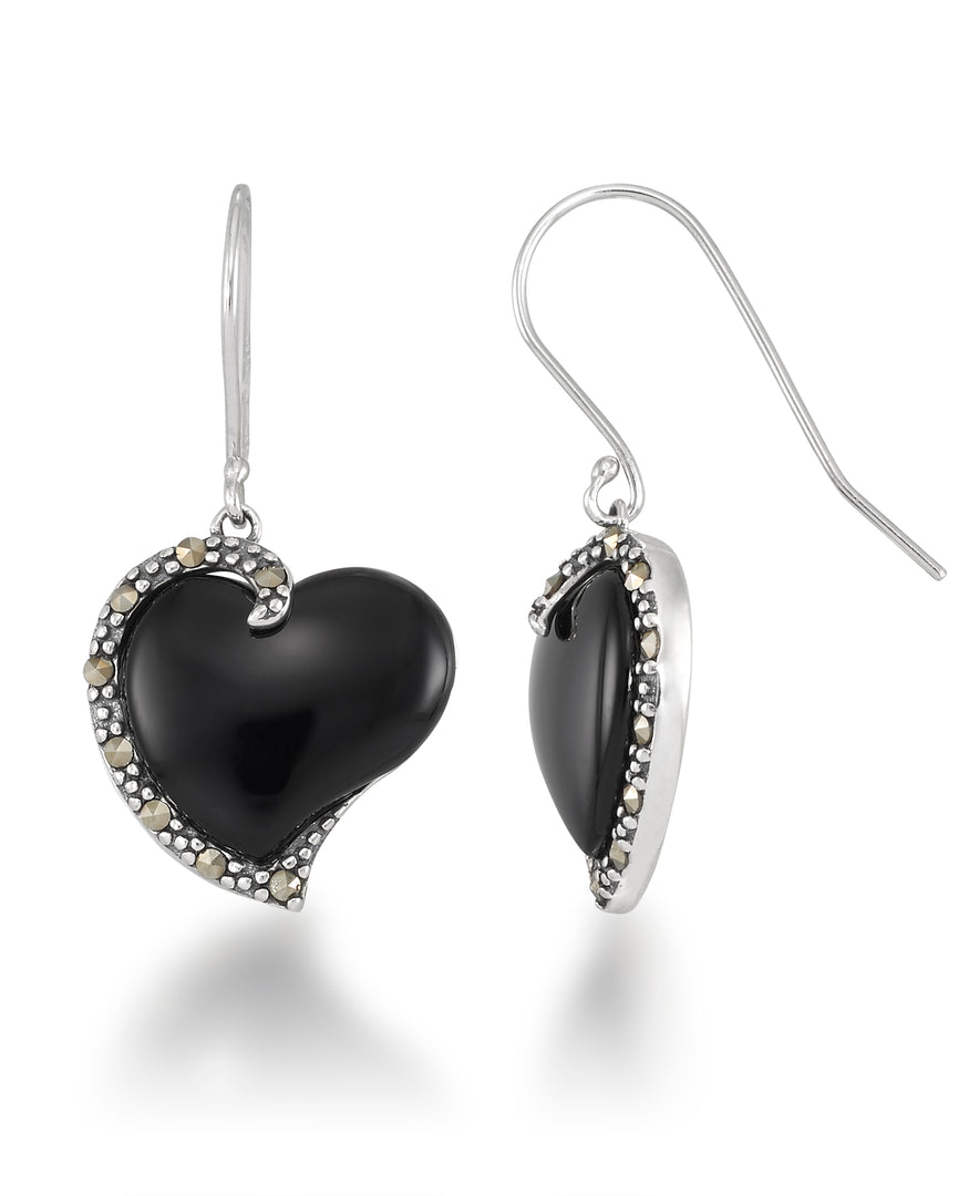 Sterling Silver_Tori Hill® Genuine Marcasite and Black Onyx Heart Dangle Earrings_I_Heart_1