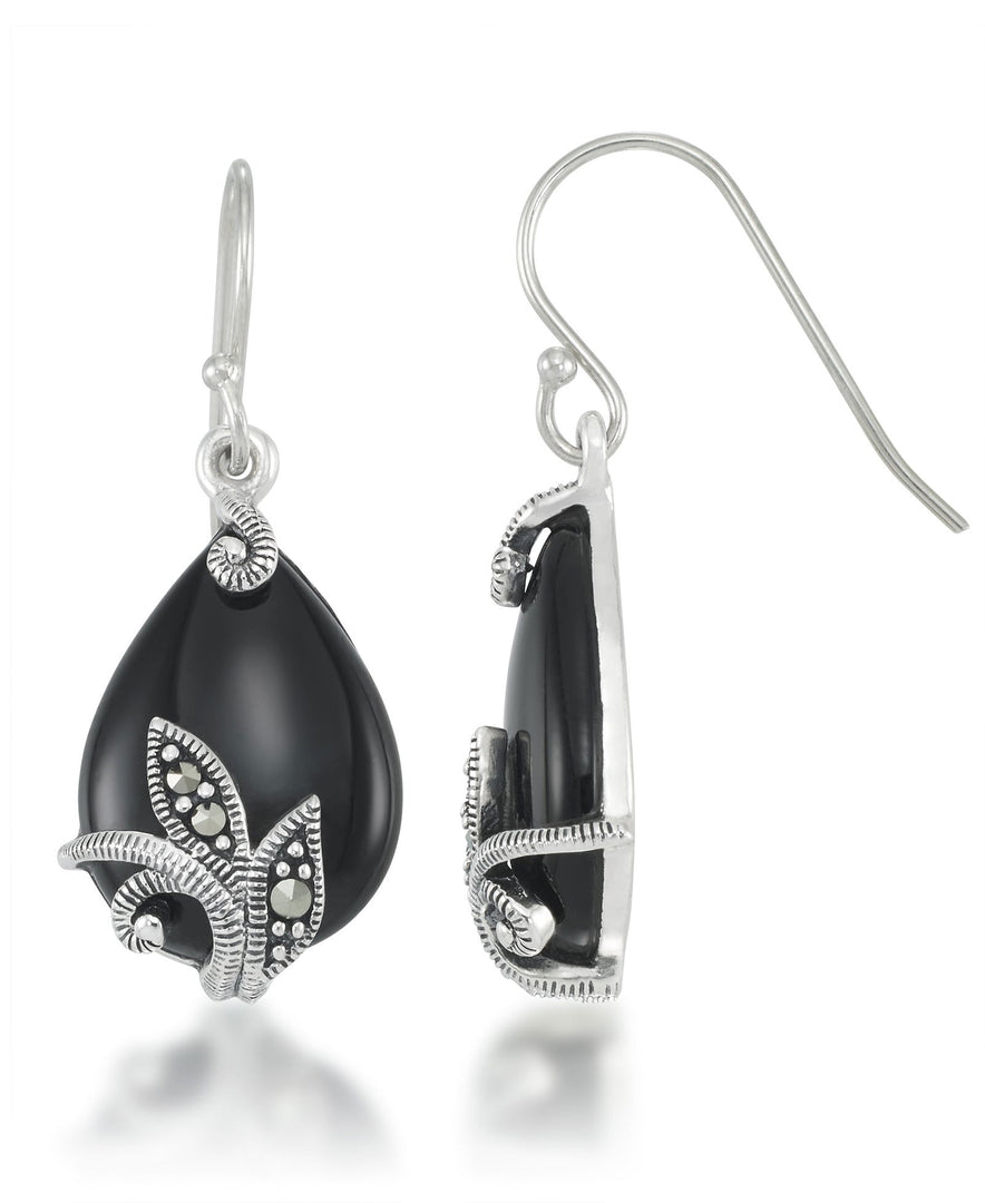 Sterling Silver_Tori Hill® Genuine Marcasite and Black Onyx Teardrop Dangle Earrings_I_Heart_1