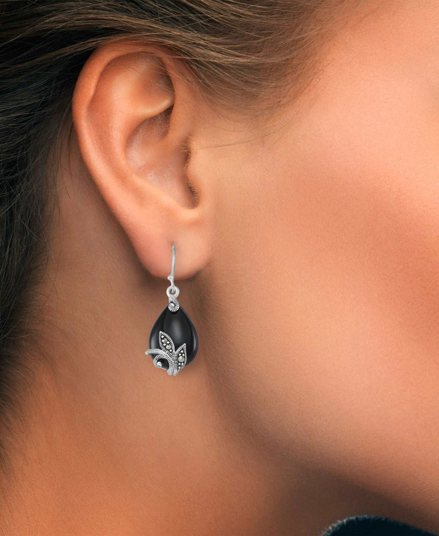 Sterling Silver_Tori Hill® Genuine Marcasite and Black Onyx Teardrop Dangle Earrings_I_Heart_1