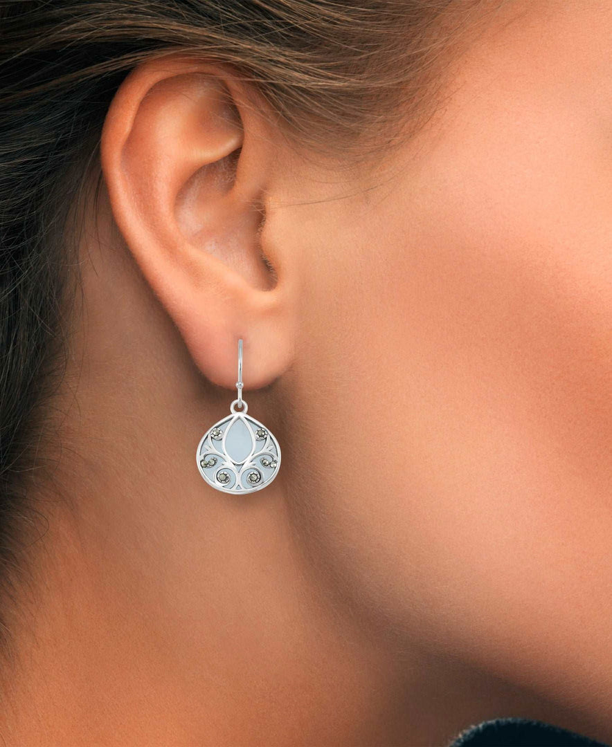 Sterling Silver_Tori Hill® Genuine Marcasite and Simulated Blue Apatite Graduated Dangle Earrings_I_Heart_1