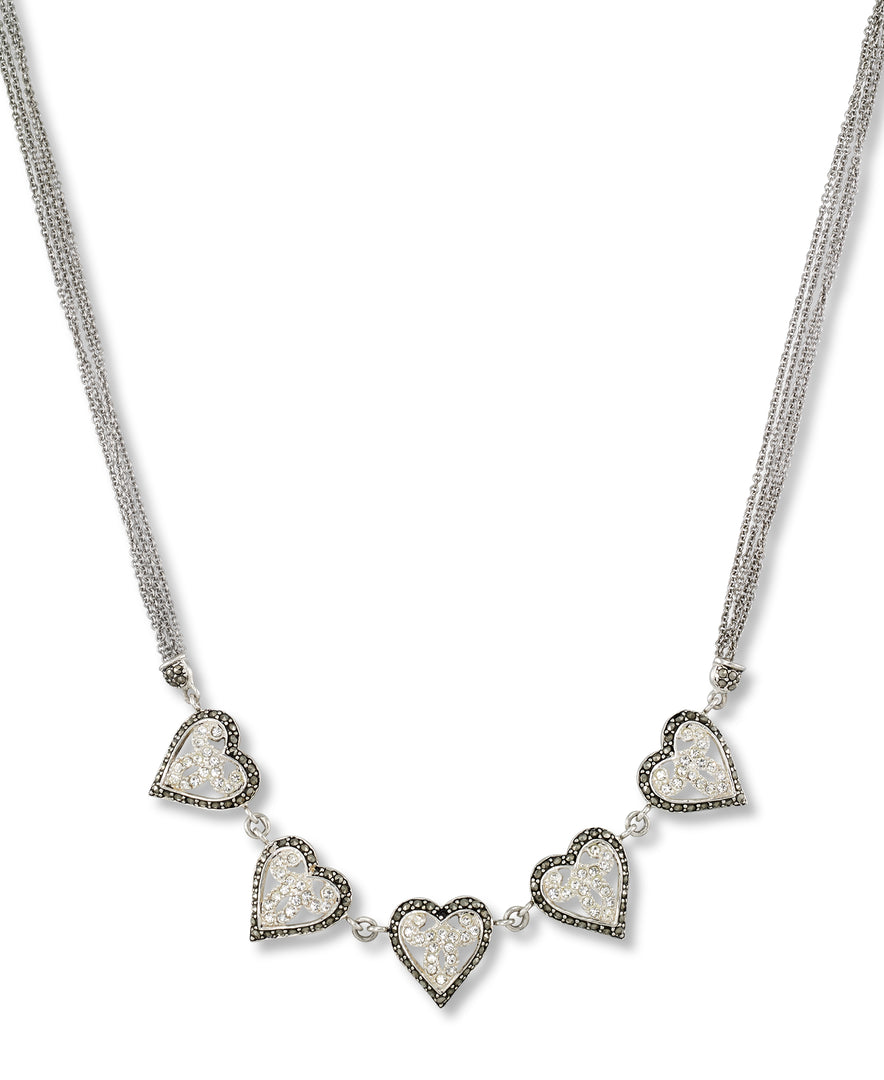Sterling Silver_Tori Hill® Genuine Marcasite and Brilliant Crystal Victorian Multi Heart Necklace_I_Heart_1