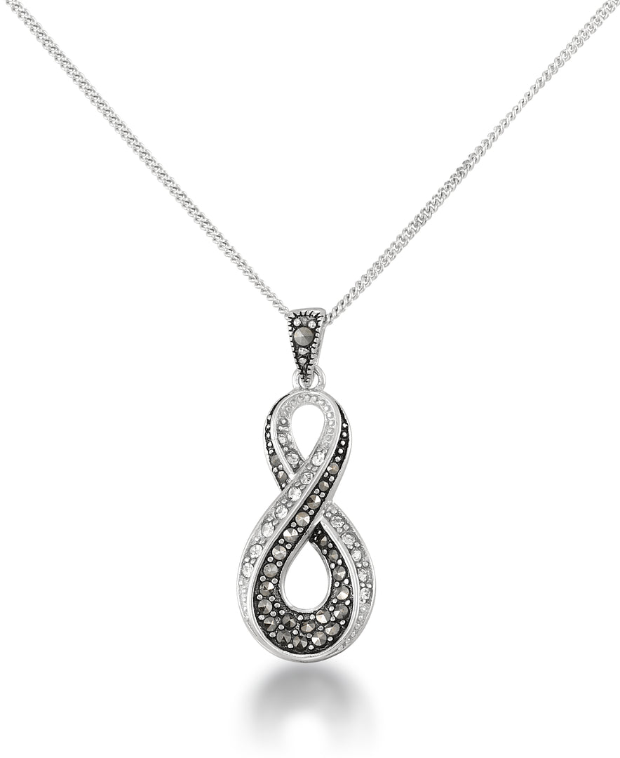 Sterling Silver_Tori Hill® Genuine Marcasite and Crystal Figure Eight Pendant, 18" Chain_I_Heart_1