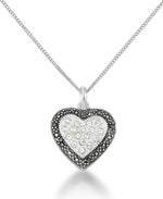 Load image into Gallery viewer, Sterling Silver_Tori Hill® Genuine Marcasite and Crystal Heart Pendant, 18" Chain_I_Heart_1