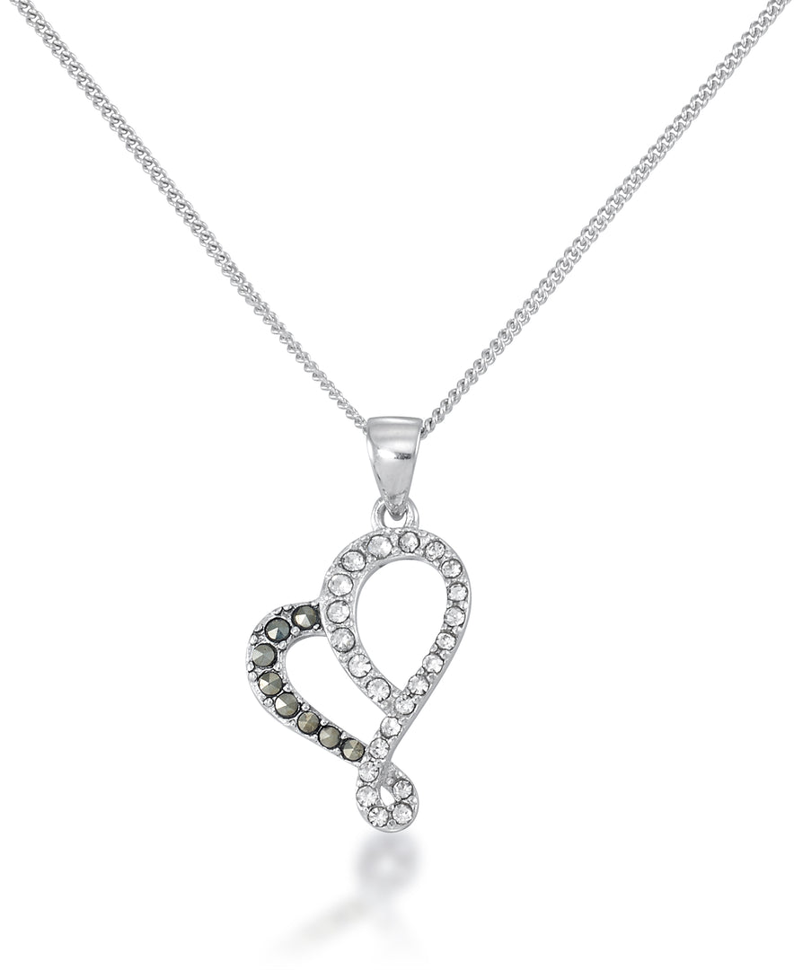 Sterling Silver_Tori Hill® Genuine Marcasite and Crystal Infinite Heart Pendant, 18" Chain_I_Heart_1