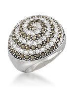Load image into Gallery viewer, Sterling Silver_Tori Hill® Genuine Marcasite and Crystal Spiral Dome Ring_I_Heart_1