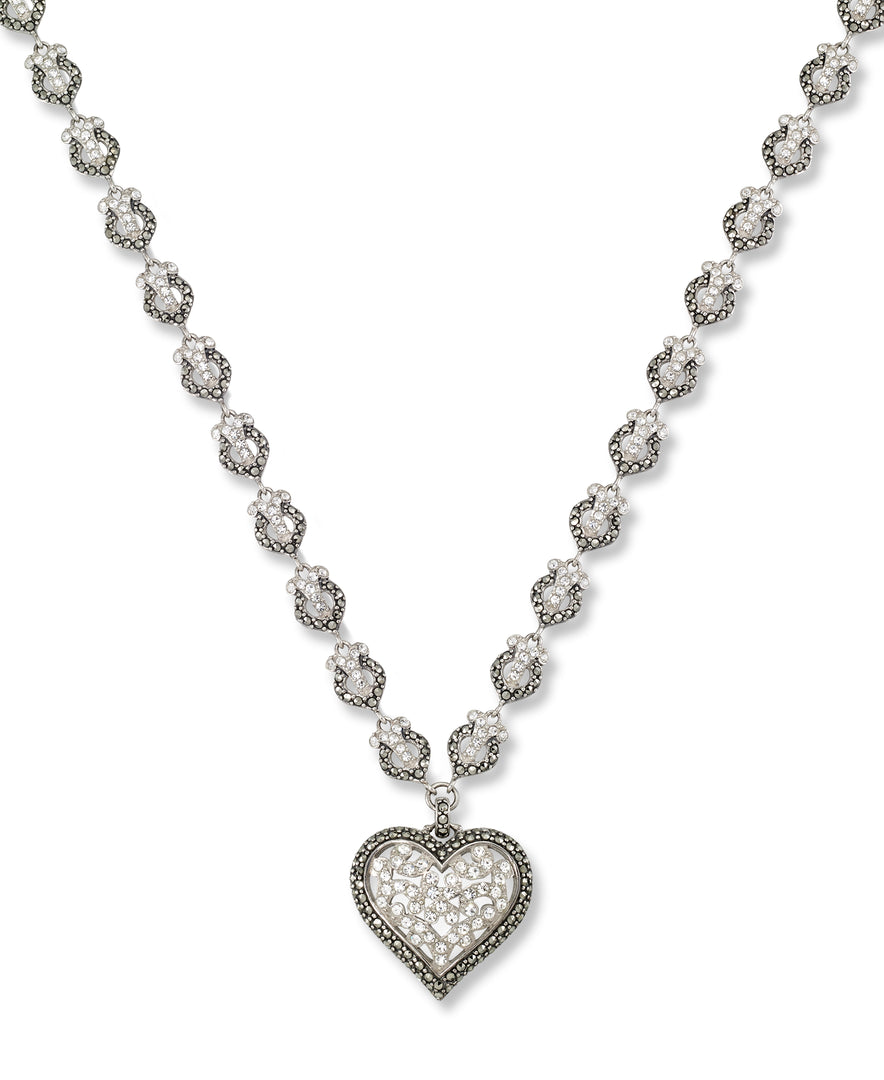 Sterling Silver_Tori Hill® Genuine Marcasite and Crystal Victorian Heart Necklace_I_Heart_1
