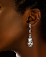 Load image into Gallery viewer, Sterling Silver_Tori Hill® Genuine Marcasite and Crystals Elongated Teardrop Dangle Earrings_I_Heart_1