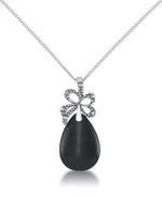 Sterling Silver_Tori Hill® Genuine Marcasite and Facated Onyx Bow and Teardrop Pendant, 18"_I_Heart_1