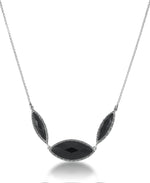 Load image into Gallery viewer, Sterling Silver_Tori Hill® Genuine Marcasite and Faceted Black Onyx Marquise Station Necklace, 17"_I_Heart_1