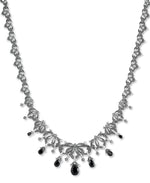 Load image into Gallery viewer, Sterling Silver_Tori Hill® Genuine Marcasite and Faceted Black Onyx Victorian Style Necklace, 18"_I_Heart_1