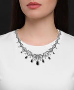 Load image into Gallery viewer, Sterling Silver_Tori Hill® Genuine Marcasite and Faceted Black Onyx Victorian Style Necklace, 18"_I_Heart_1