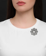 Load image into Gallery viewer, Sterling Silver_Tori Hill® Genuine Marcasite and Mother of Pearl Cluster Flower Broach_I_Heart_1