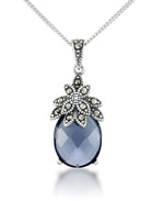 Cargar imagen en el visor de la galería, Sterling Silver_Tori Hill® Genuine Marcasite and Simulated Amethyst Pineapple Pendant 18"_I_Heart_1