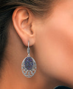 Load image into Gallery viewer, Sterling Silver_Tori Hill® Genuine Marcasite and Purple Gradient Drusy Dangle Earrings_I_Heart_1