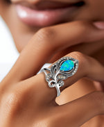 Load image into Gallery viewer, Sterling Silver_Tori Hill® Genuine Marcasite and Simulated Abalone Peacock Feather Ring_I_Heart_1